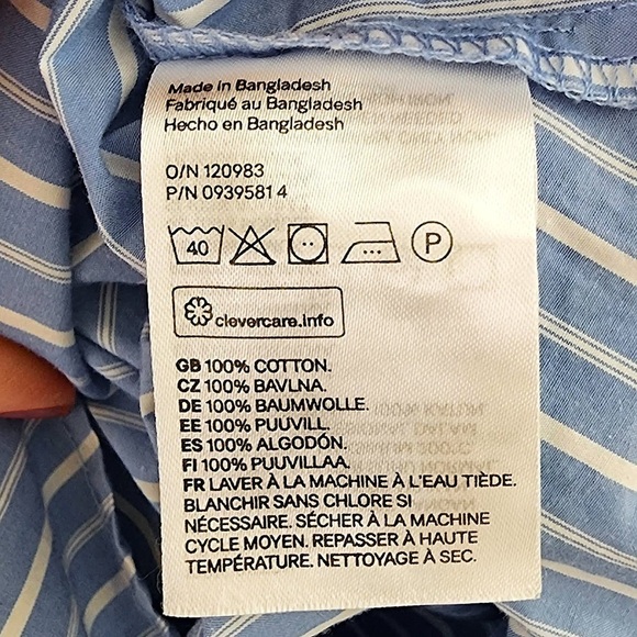 H&M Light Blue and White Striped Long Sleeve Tunic Shirt Blouse Size Small - Picture 6 of 8